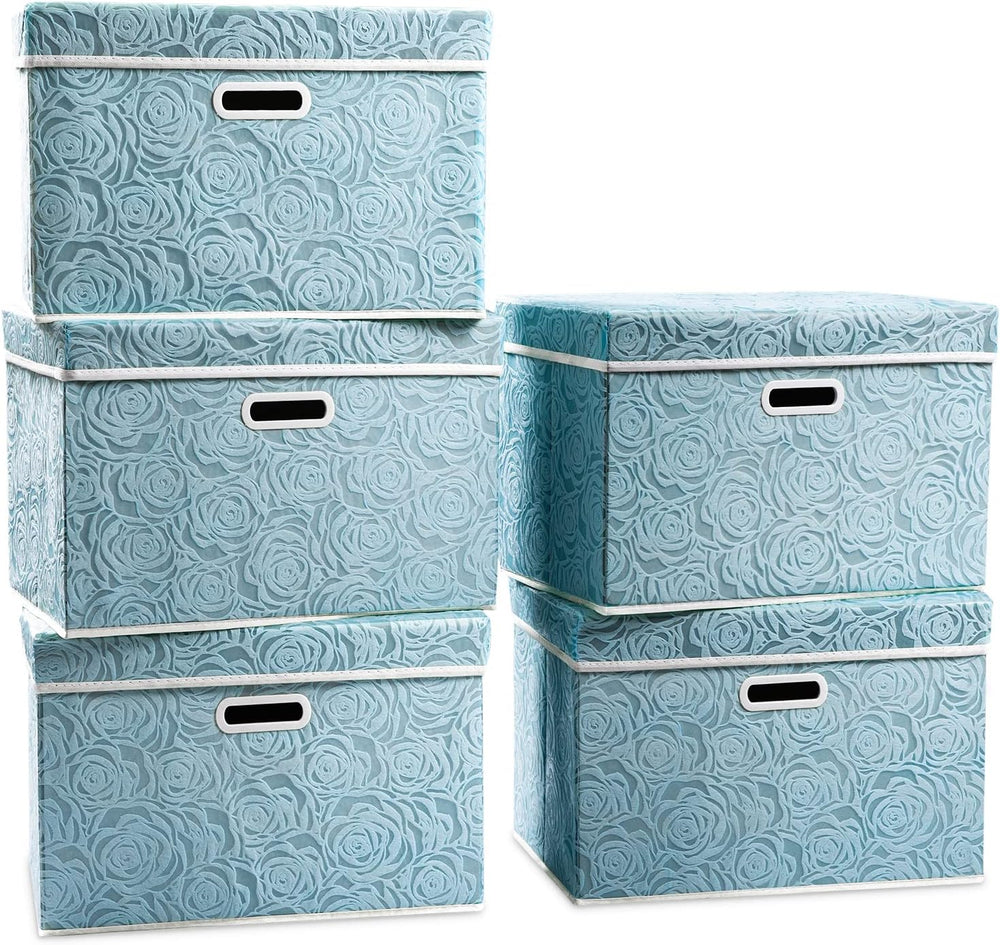 PRANDOM Stackable Storage Cubes with Lids [5-Pack] Fabric Decorative Storage ...