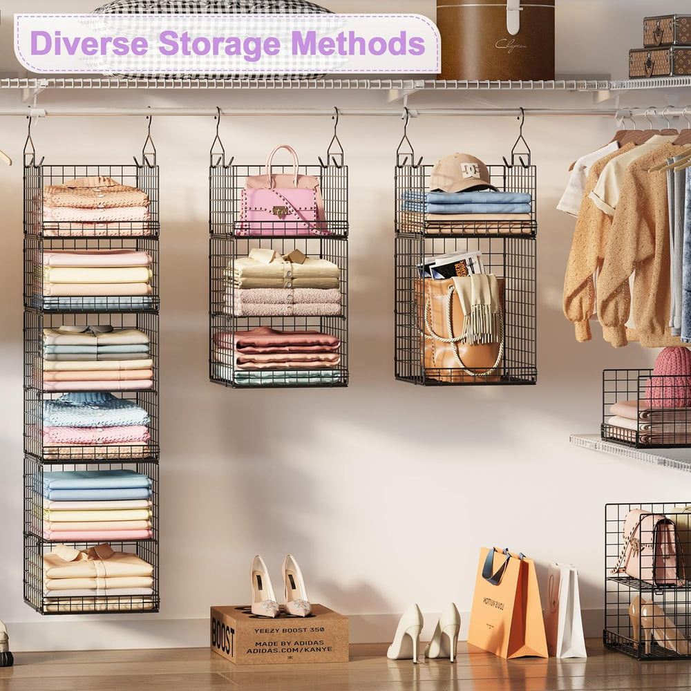 6 Tier Hanging Closet Organizers and Storage Stackable Hanging Closet Shelves...