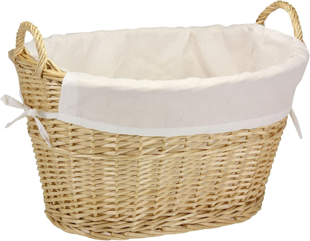 Household Essentials Wicker Laundry Basket with Handles in Handwoven Willow, ...