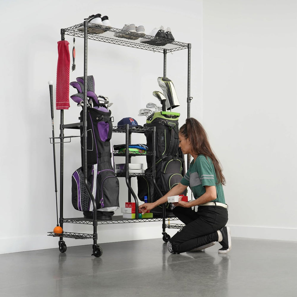SafeRacks Golf Equipment Organizer Rack, Golf Bag Storage Rack for Garage, Fi...