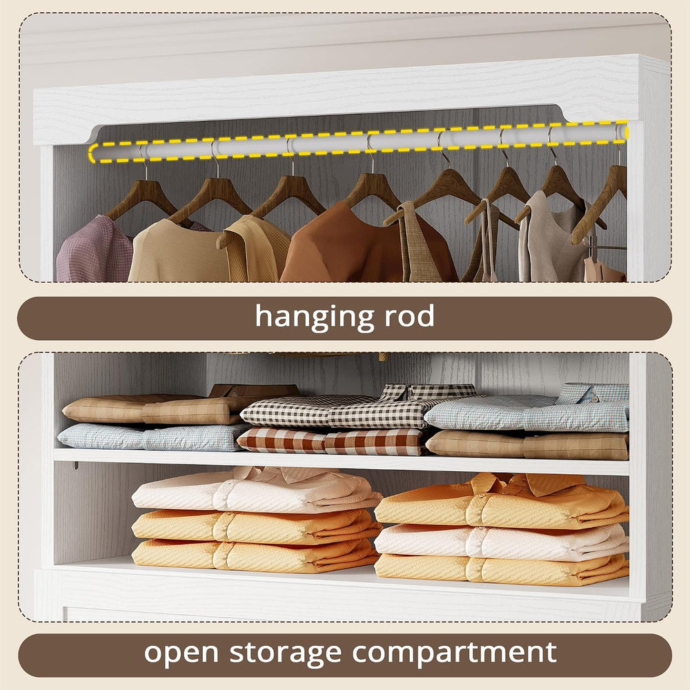 IRONCK Freestanding Closet System with Adjustable Shelves & 3 Drawers