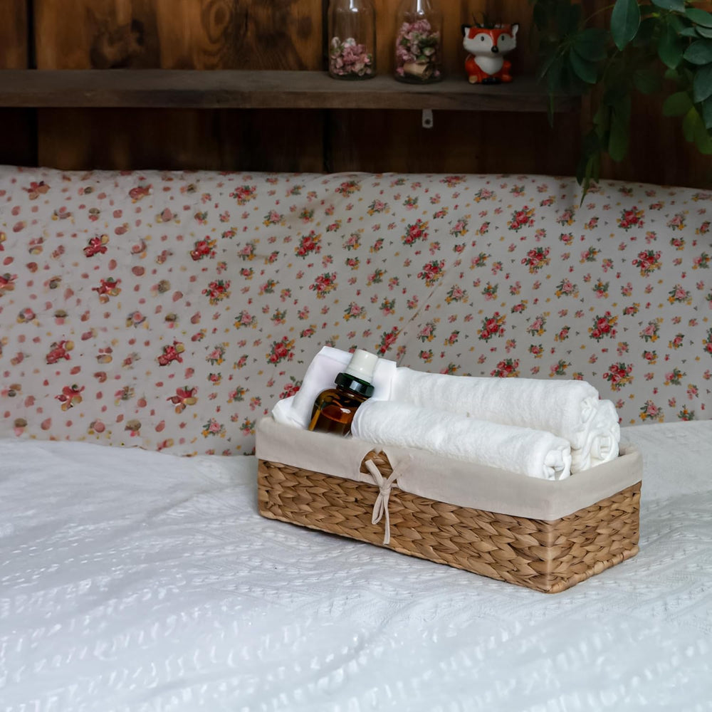Tank Topper Storage Baskets - Woven Wicker Basket for Toilet Paper Holder, Ba...