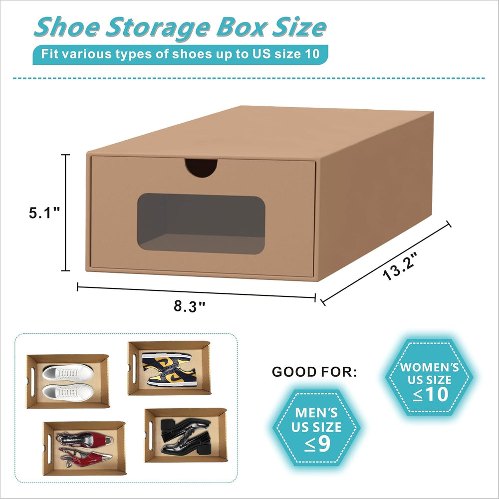 12 Pack Shoe Storage Bins, Waterproof Storage Boxes, Shoe Containers For Snea...