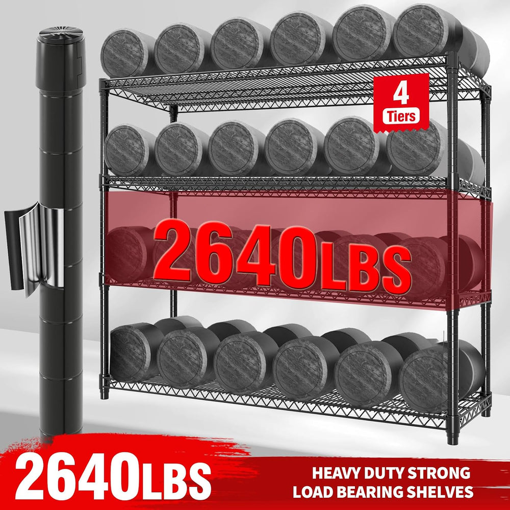 71.8" H Storage Shelves 4-Tiers Heavy Duty Metal Shelving Unit with Whee...
