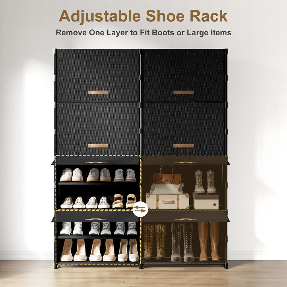 2 by 9 Tier Shoe Cabinet, 54-Pair Storage for Closet,Black