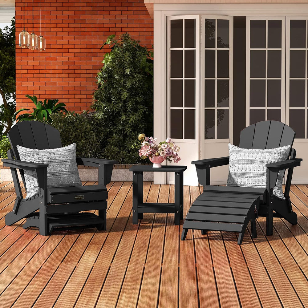 SERWALL Folding Adirondack Ottoman, No-Assembly Outdoor Footrest, All Weather...