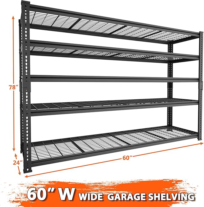 ROOMTEC Garage Shelving, 3300 LBS Capacity Storage Shelves Heavy Duty, 5 Tier