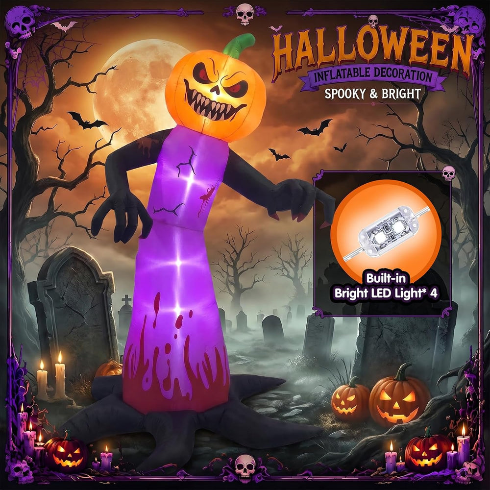 Gardwin 12 FT Halloween Inflatables Evil Pumpkin Head Monster Outdoor Decorat...