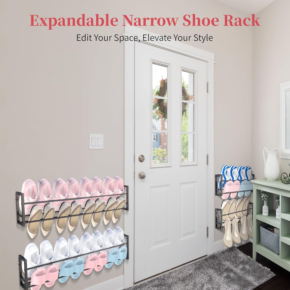 3 Pack Wall Mounted Shoe Rack for Narrow Spaces, Hanging Shoe Rack Holds 24 P...