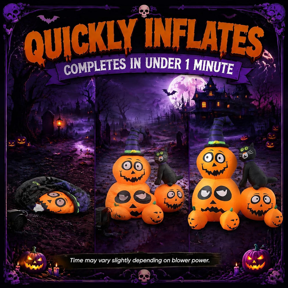 Gardwin 6 FT Halloween Inflatables Pumpkin Cat Outdoor Decorations, Lighted J...