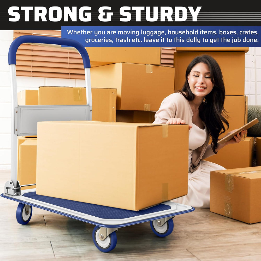 Heavy Duty Foldable Push Cart Dolly | 330 lbs. Capacity | Upgraded Collapsibl...