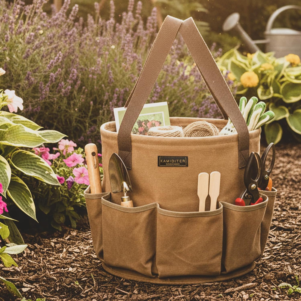 Large Capacity Collapsible 8-Gal (30L) Tool Bag with Handles, Round Gusset Or...