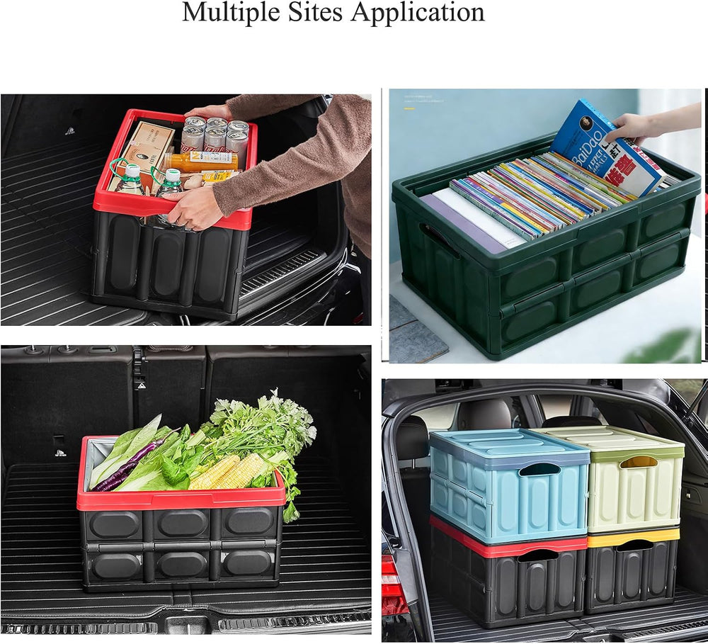 Collapsible Storage Crate, 55L(14.5Gal) Car Trunk Organizer Foldable Bin with...