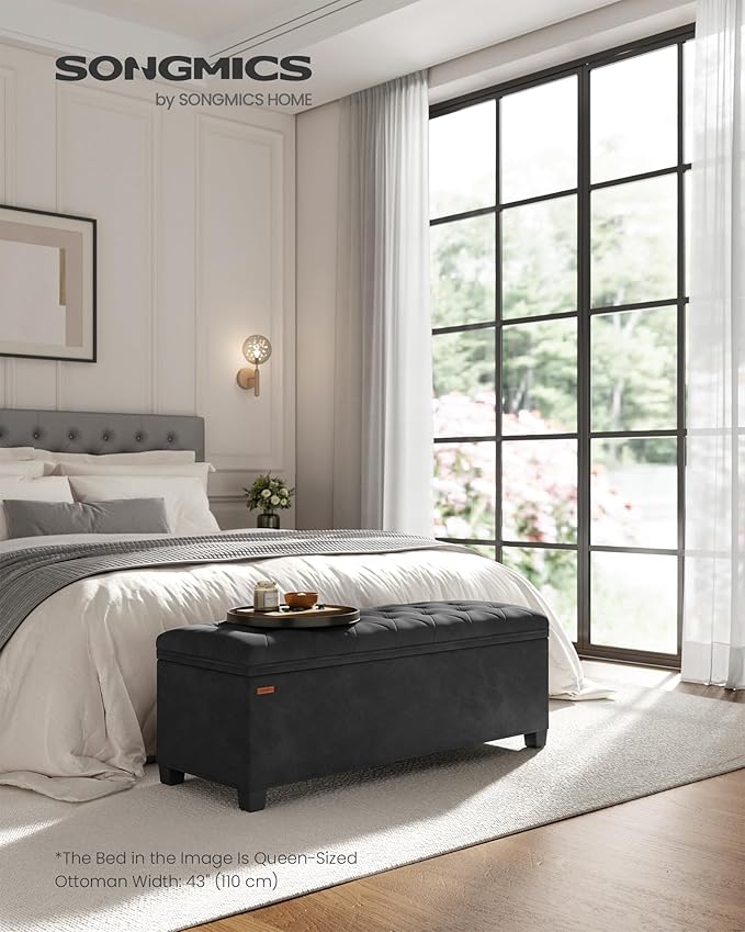 SONGMICS Velvet Storage Ottoman Bench, Foot Rest