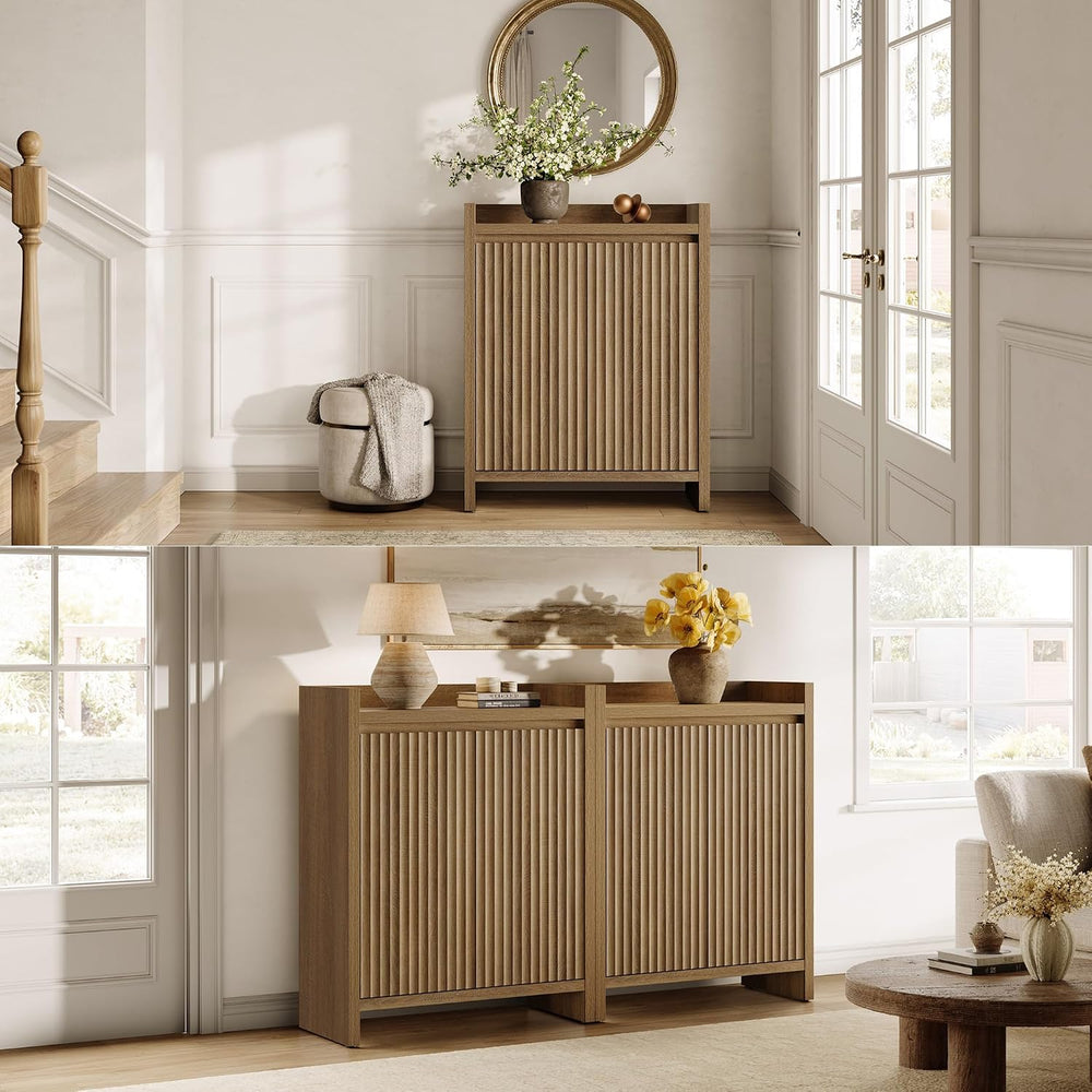 SICOTAS Shoe Cabinet for Entryway, Fluted 6-Tier Shoe Storage Cabinet