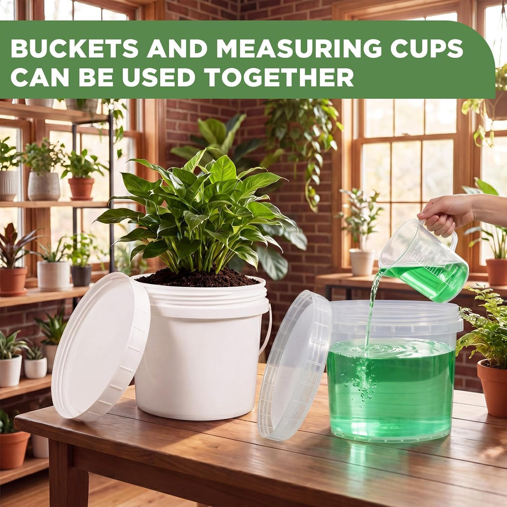 DEMORA 4 Pack 1 Gallon Clear Plastic Bucket with Screw Lid & Handle, Food...