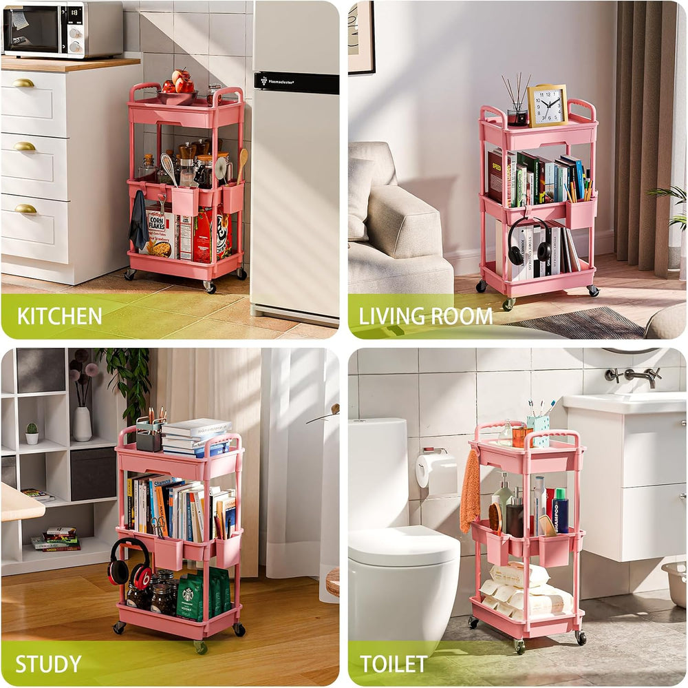 Sorgion 3 Tier Rolling Cart Organizer,Laundry Room Bathroom Organizers and St...