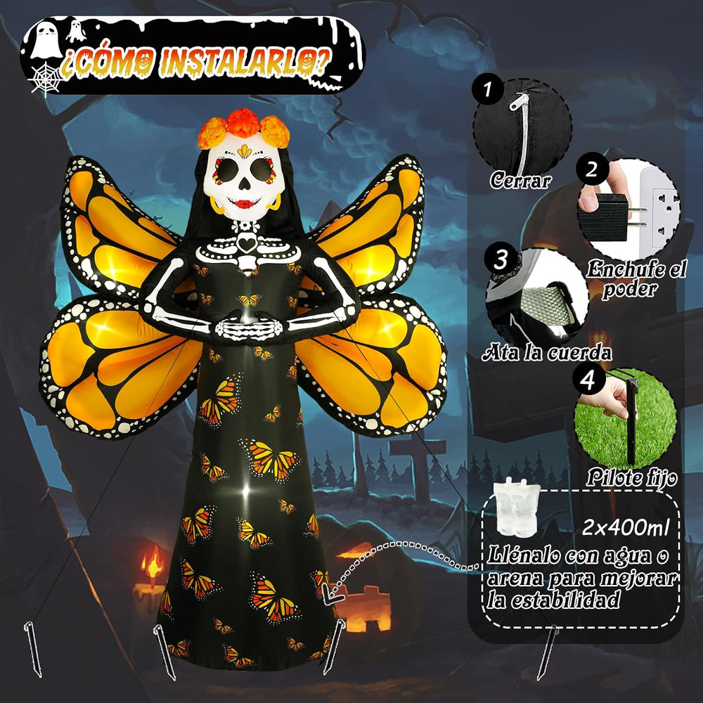 Dia de Los Muertos Decoration, 6 FT Halloween Inflatables Décor Day of The De...