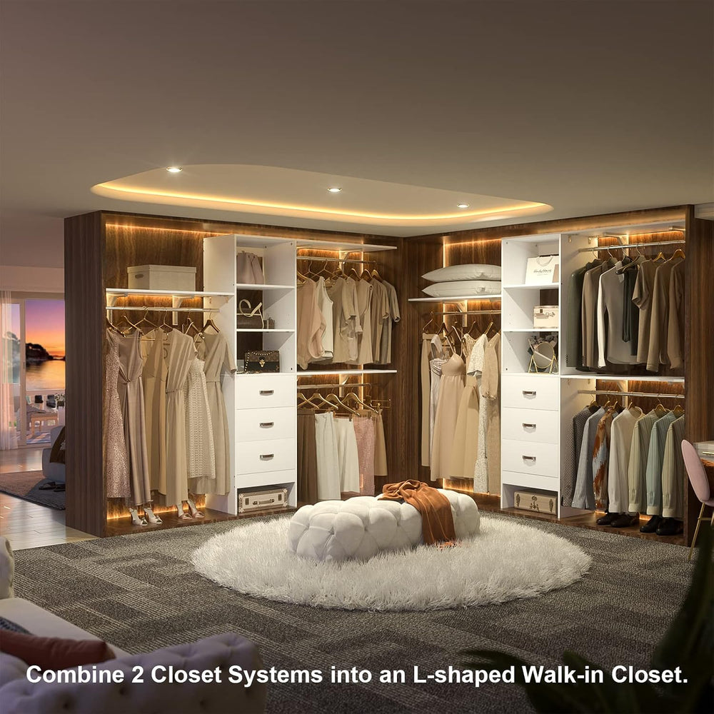 8FT Closet System, 96'' Closet Organizer System with 3 Hanging Rods, ...