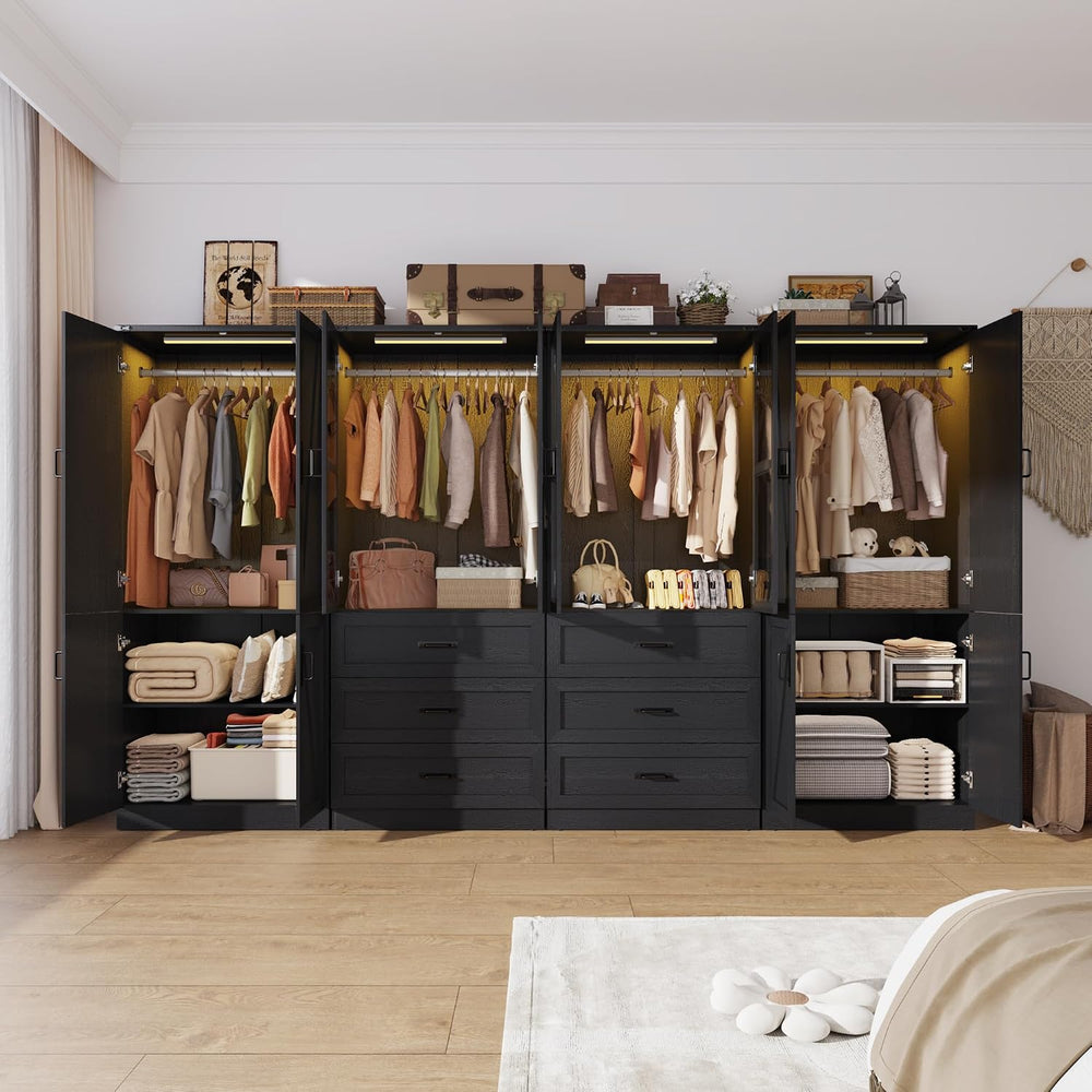 Hlivelood 75" Tall Farmhouse 8 Doors Armoire Wardrobe Closet with 6 Draw...