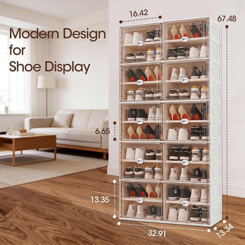 White Foldable Shoe Rack Organizer for 40 Pairs
