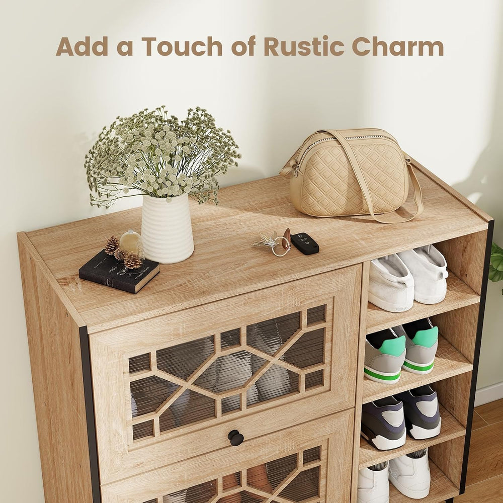 LOKO Shoe Storage Cabinet, Modern Shoe Organizer with Flip Doors, Adjustable ...