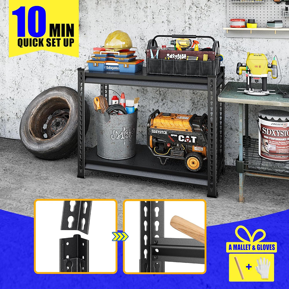 40" W Garage Shelving Heavy Duty, 900 Lbs Loads Garage Storage Shelves H...