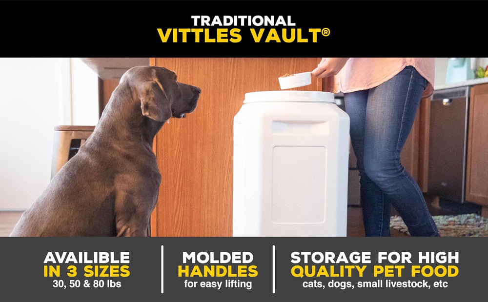 Vittles Vault Airtight Pet Food Storage Container + Scoop, Up to 30lbs