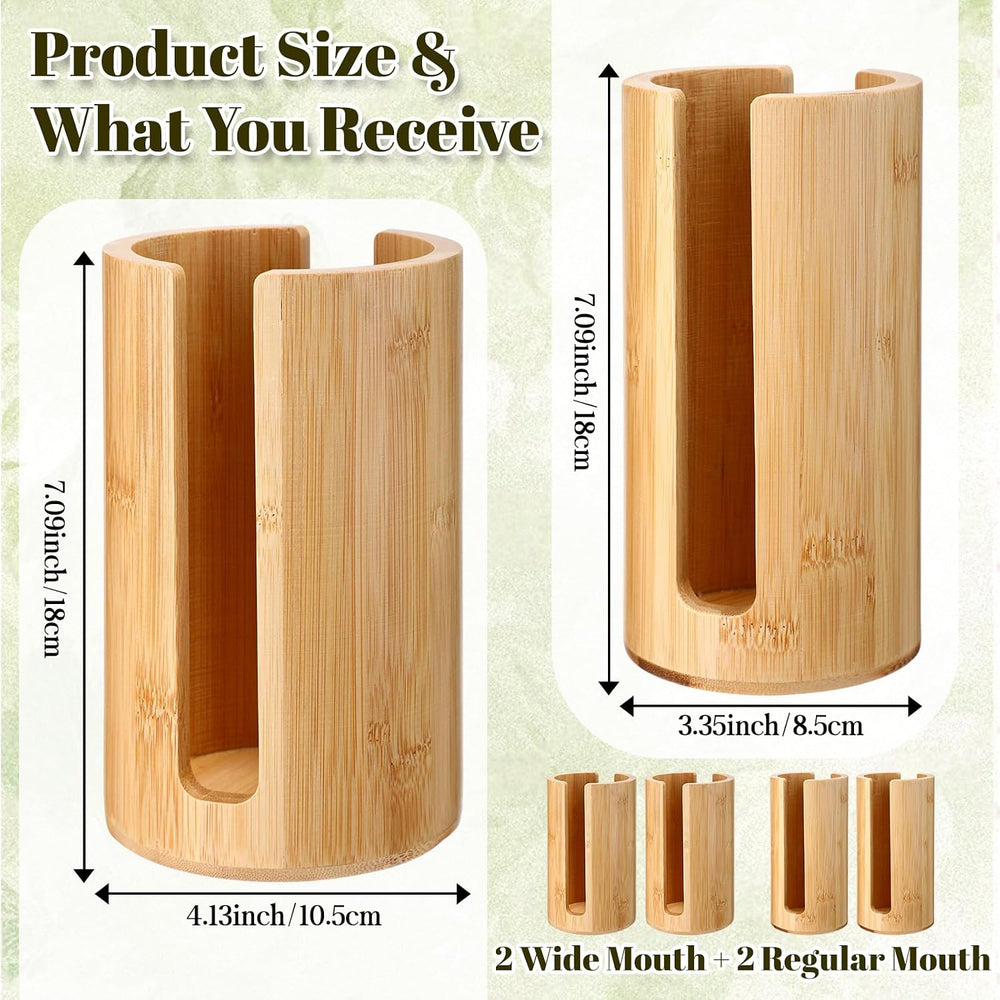 LemonRoad 4 Packs Mason Jar Lid Organizer Vertical Bamboo Storage Holder Fits...