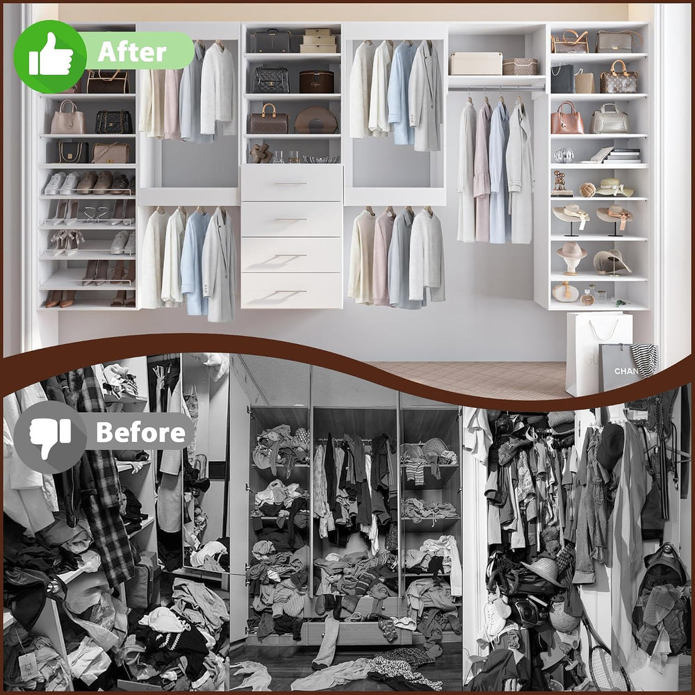 31.5" Wide Tall Hanging Modular Closet System, Wall-Mounted Closet Organ...