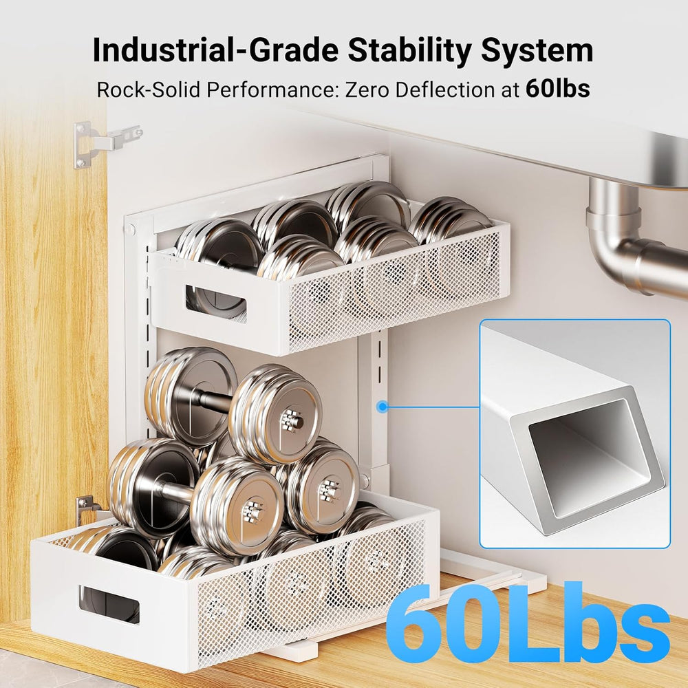 TISTAYA Pull-Out Under Kitchen Sink Organizer, Metal Functional Under Sink Or...