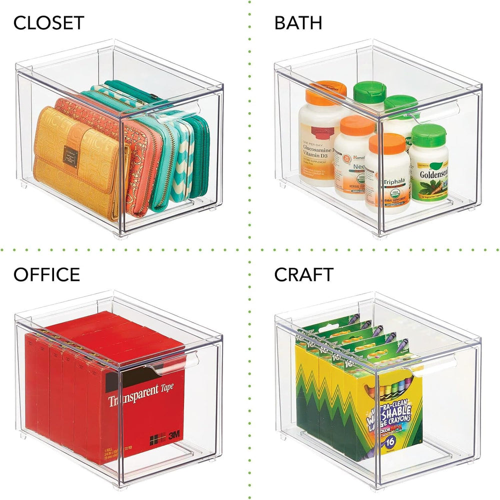 mDesign Shoe Storage Box with Drawer – Sturdy Plastic Storage Box for Shoes –...