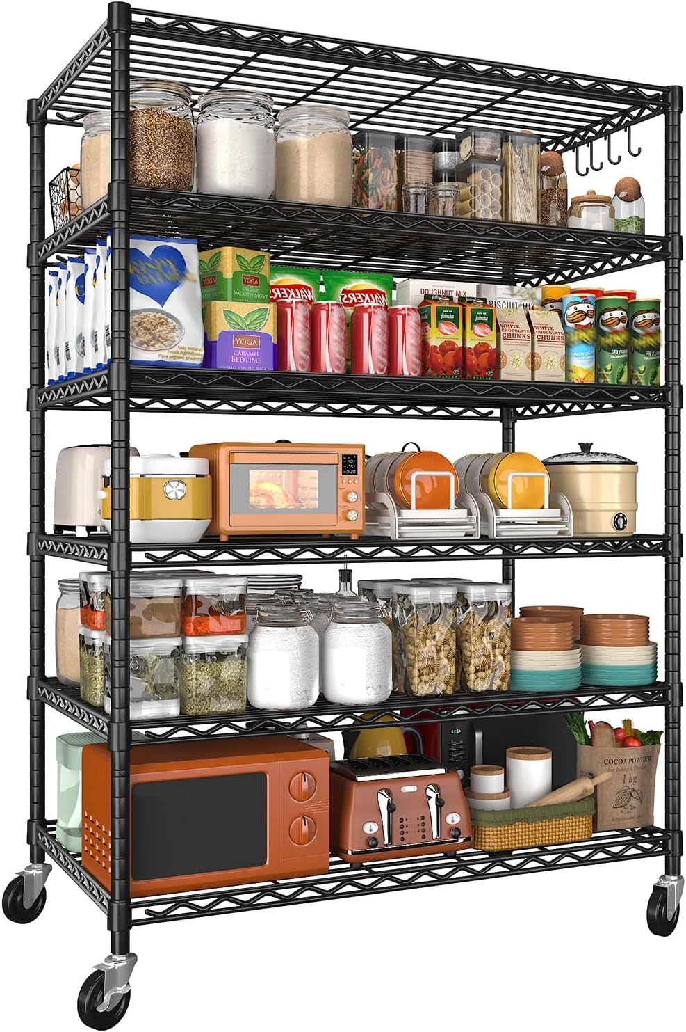 6 Tier 36" W x 18" D x 78" H Rolling Wire Metal Storage Shelve...