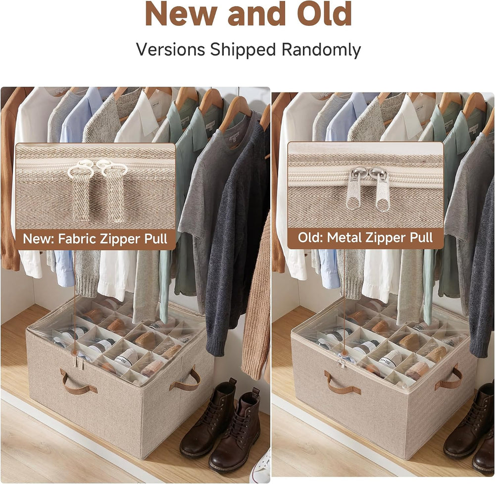 StorageWorks 2-Pack 32-Pair Shoe Storage Organizer for Closet, Taupe