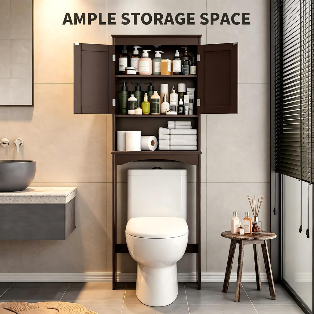 Bealife Over The Toilet Storage Cabinet with Open Shelf - Espresso