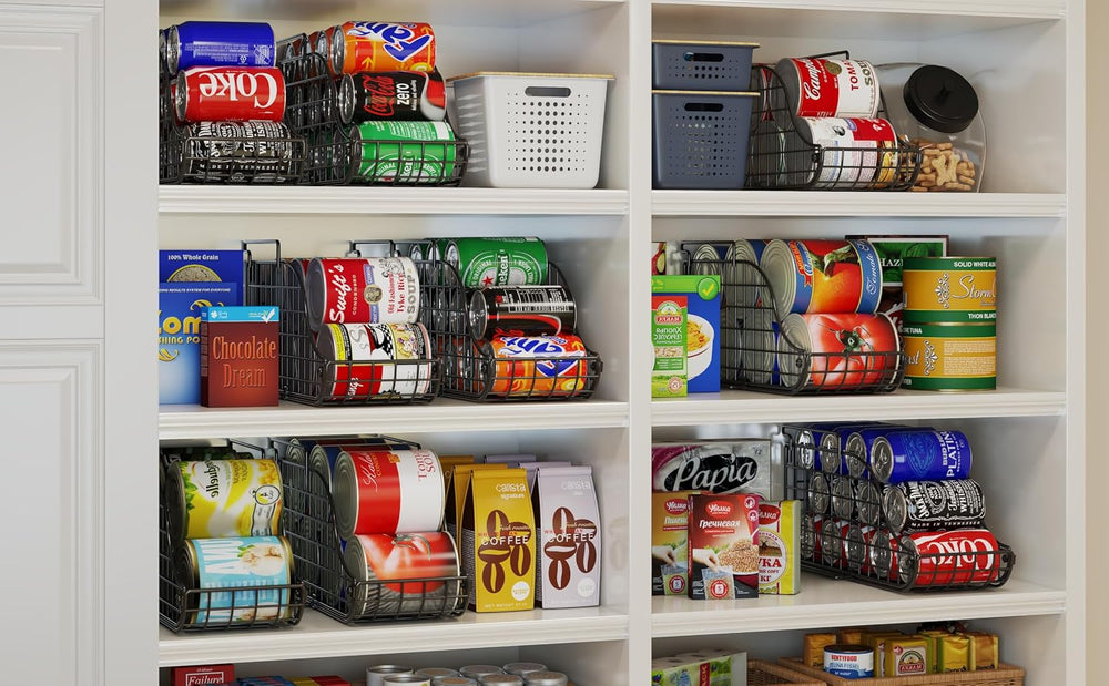 6 Pack Stackable Can Organizer for Pantry Cabinet Food Storage