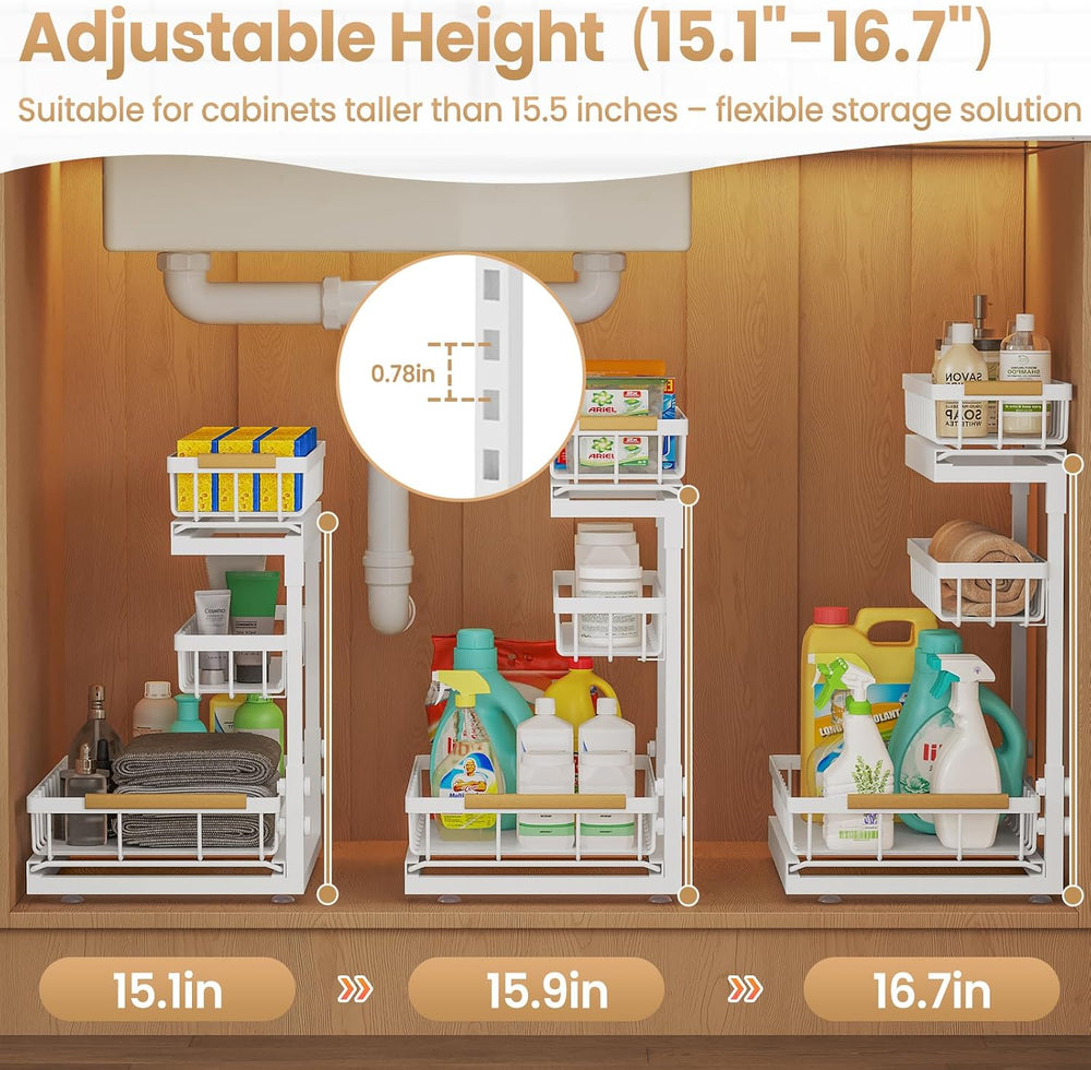 Under Sink Organizer and Storage for Bathroom and Kitchen - 1 Pack 3 Tier