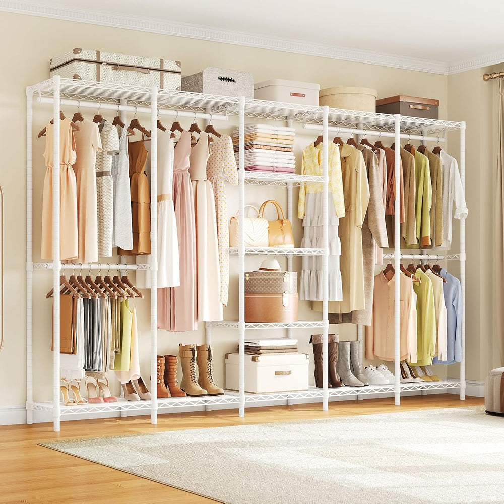 F5 Heavy Duty Clothes Rack Freestanding Modular Closet System White