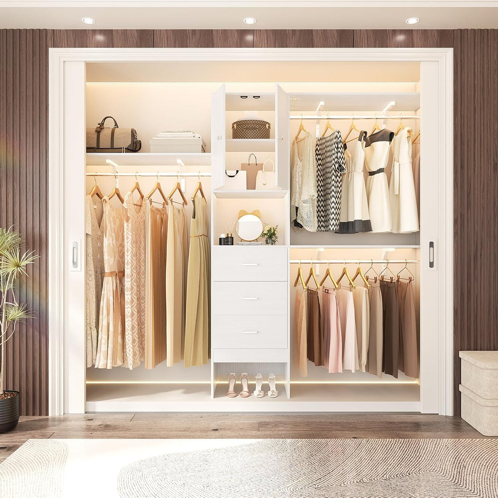 Armocity 96 Inches Closet System with Doors, 8FT Walk In Closet Organizer wit...