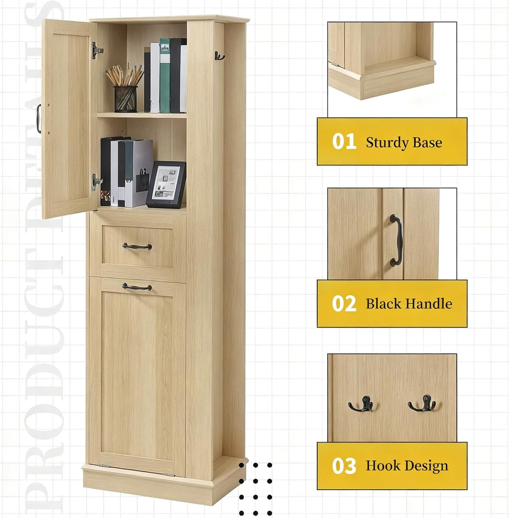 Virubi Tall Storage Cabinet, Tall Laundry Cabinet with Tilt-Out Hamper and Dr...