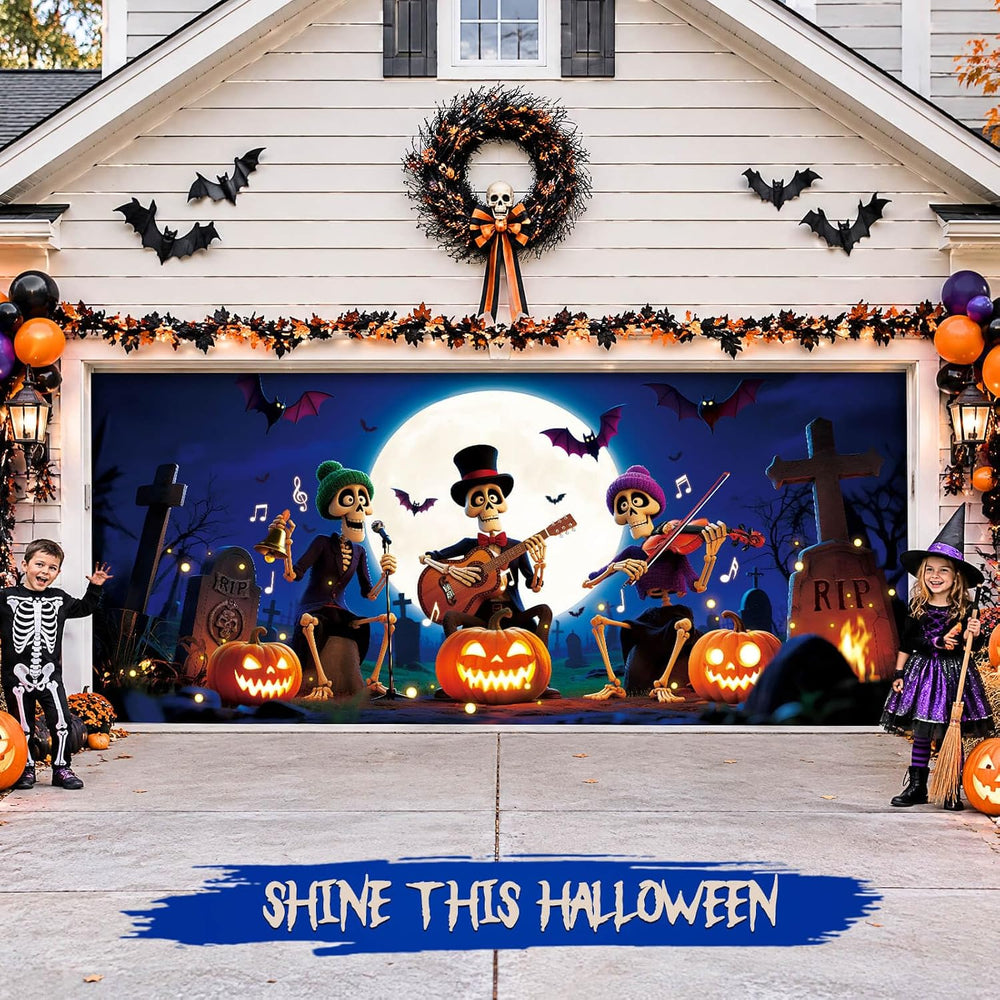 Halloween Garage Door Cover Decor, 7x16ft Outdoor Party Backdrop
