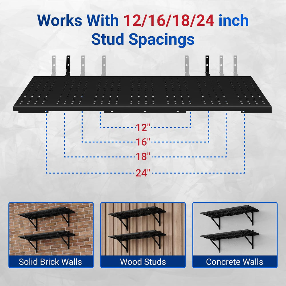 FLEXIMOUNTS 2-Pack 1x6ft Wall Mounted Garage Shelving, 14x68-inch