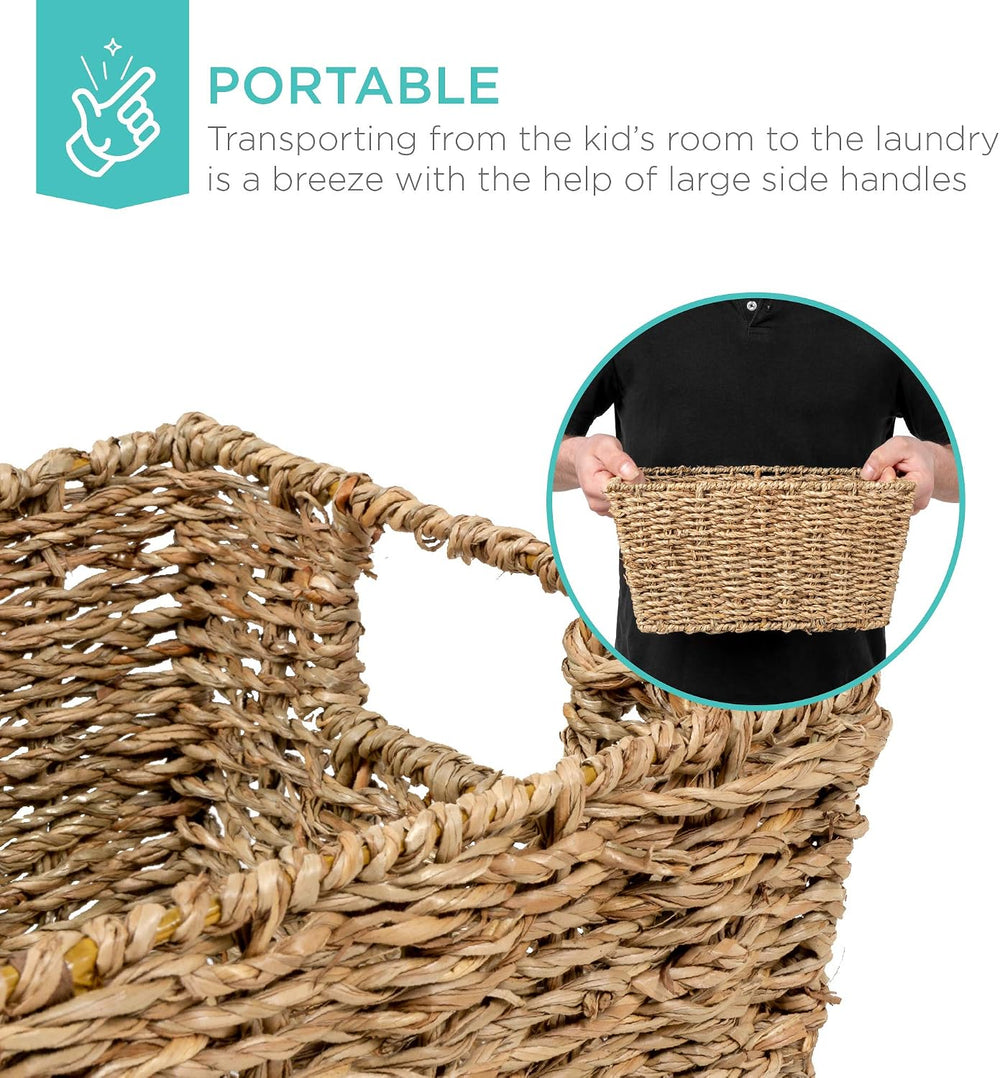 Best Choice Products Rustic Set Of 4 Multipurpose Stackable Seagrass Storage ...