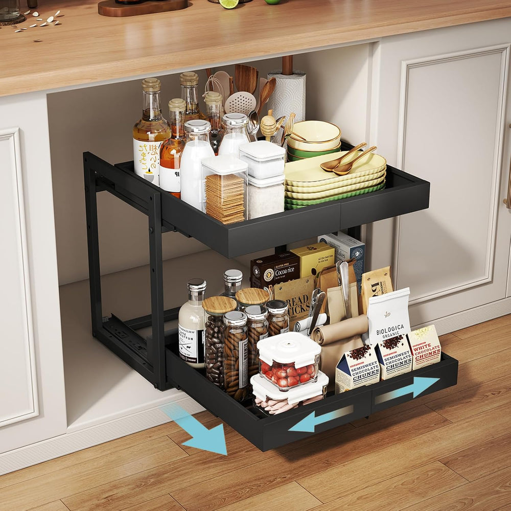 Golener 2-Tier Expandable Pull Out Cabinet Organizer, Cabinet Drawers, 16"D
