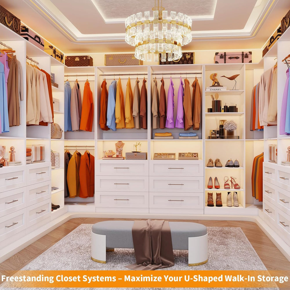 Closet System with 9 Drawers, Corner Closet Organizer Systems with 9 Shelves ...