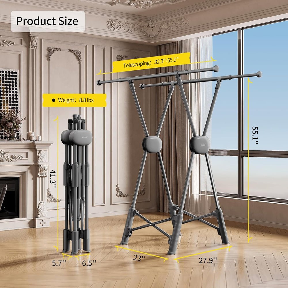 BIREN Clothes Drying Rack Heavy Duty Clothing Racks Foldable Laundry Rack Two...