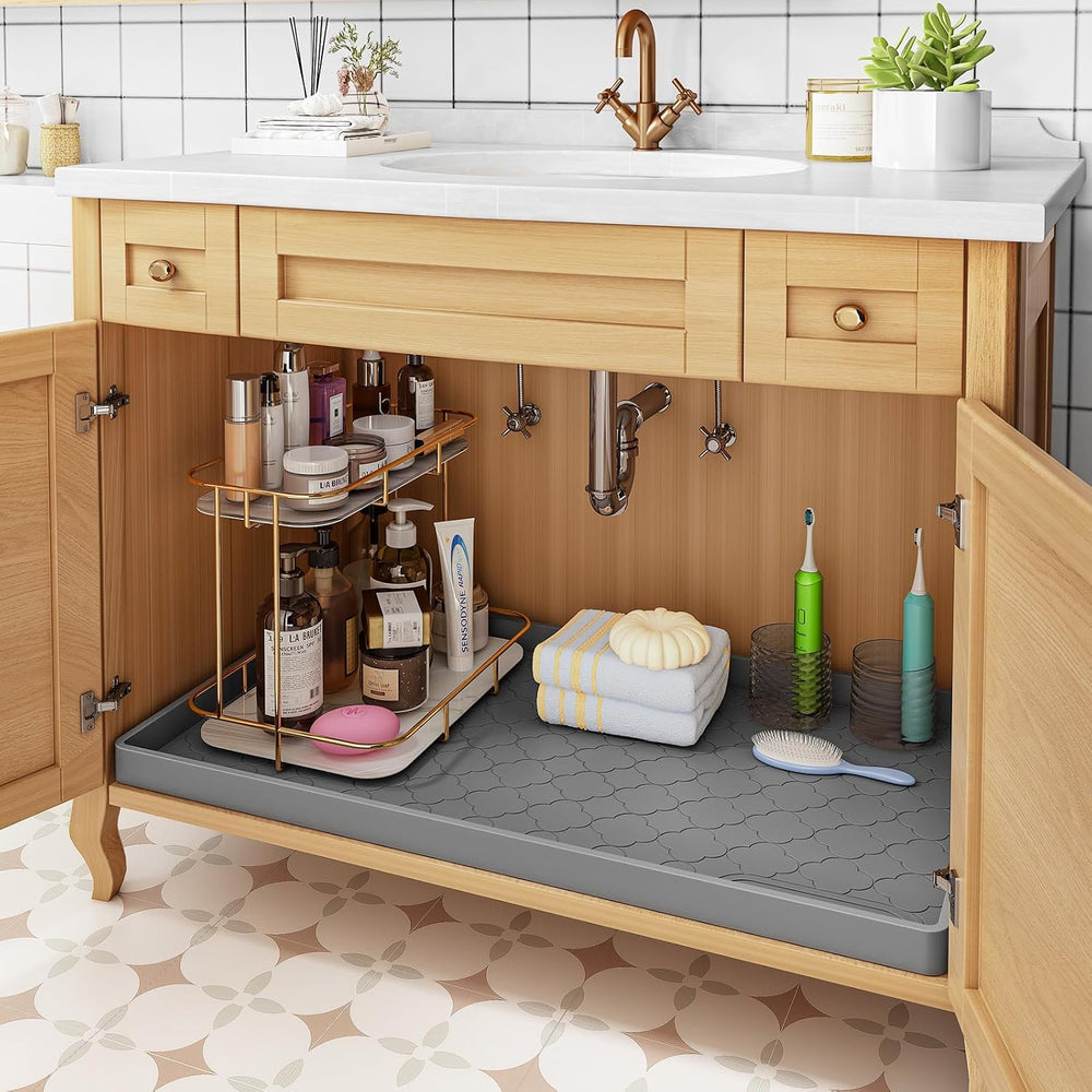 Jin&Bao Under Sink Mat 34" x 22" Waterproof Silicone Cabinet Ki...