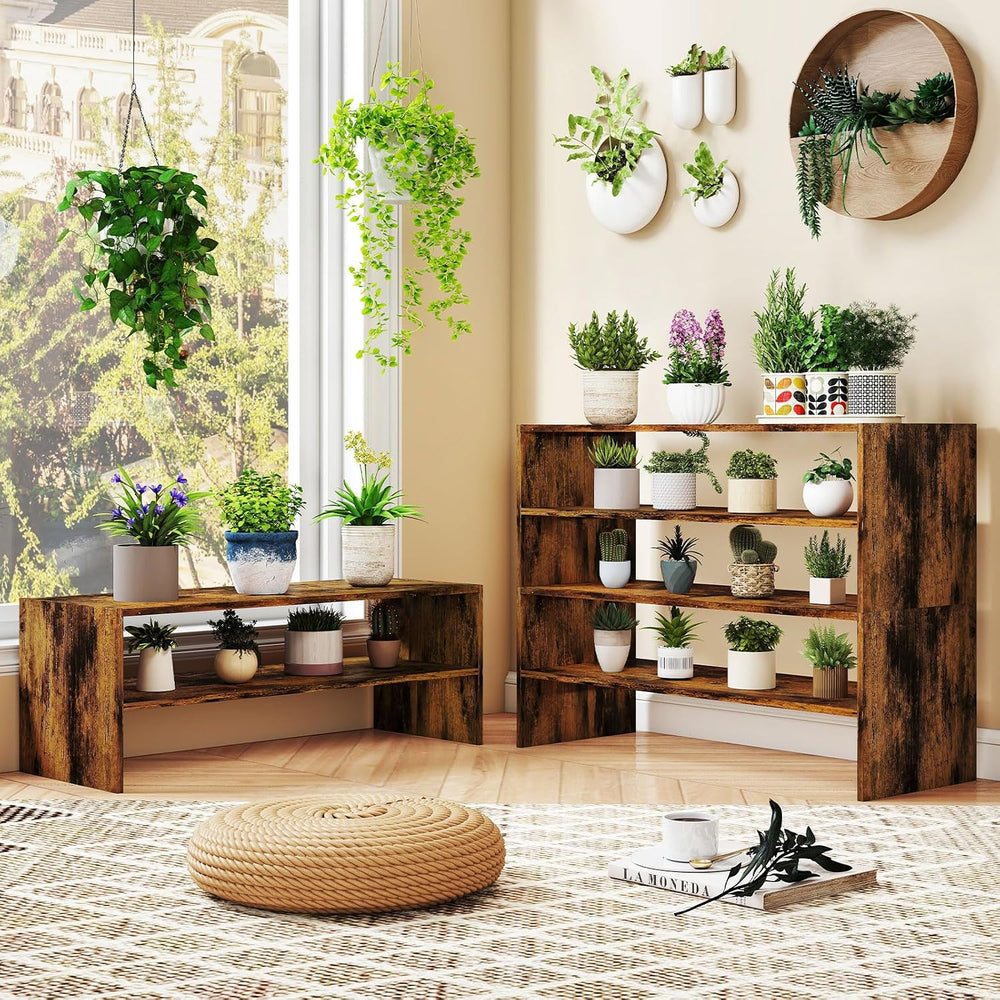 Tangkula 6-Tier Stackble Vertical Shoe Rack, Space Saving Wooden Corner Shoe ...