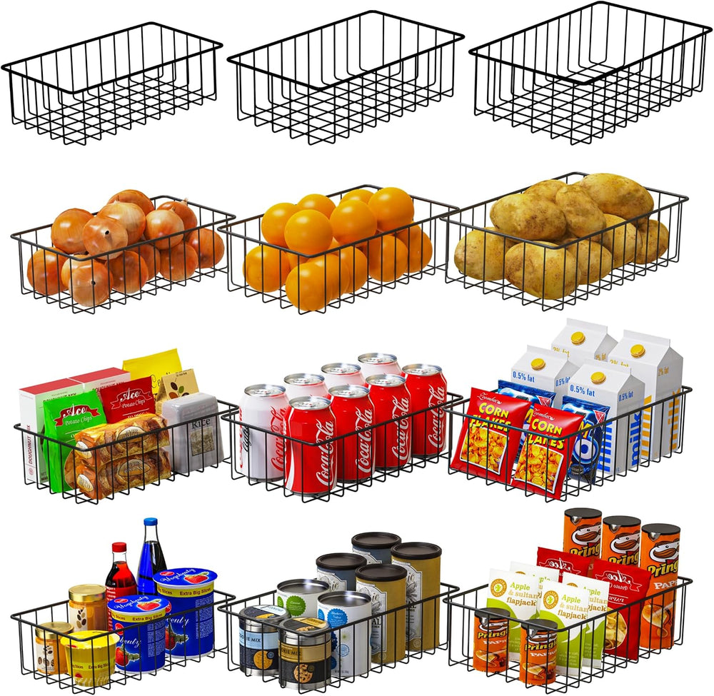 Joben Oligey 12 PACK (3 Szie) Small Wire Storage Baskets for Organizing,Pantr...