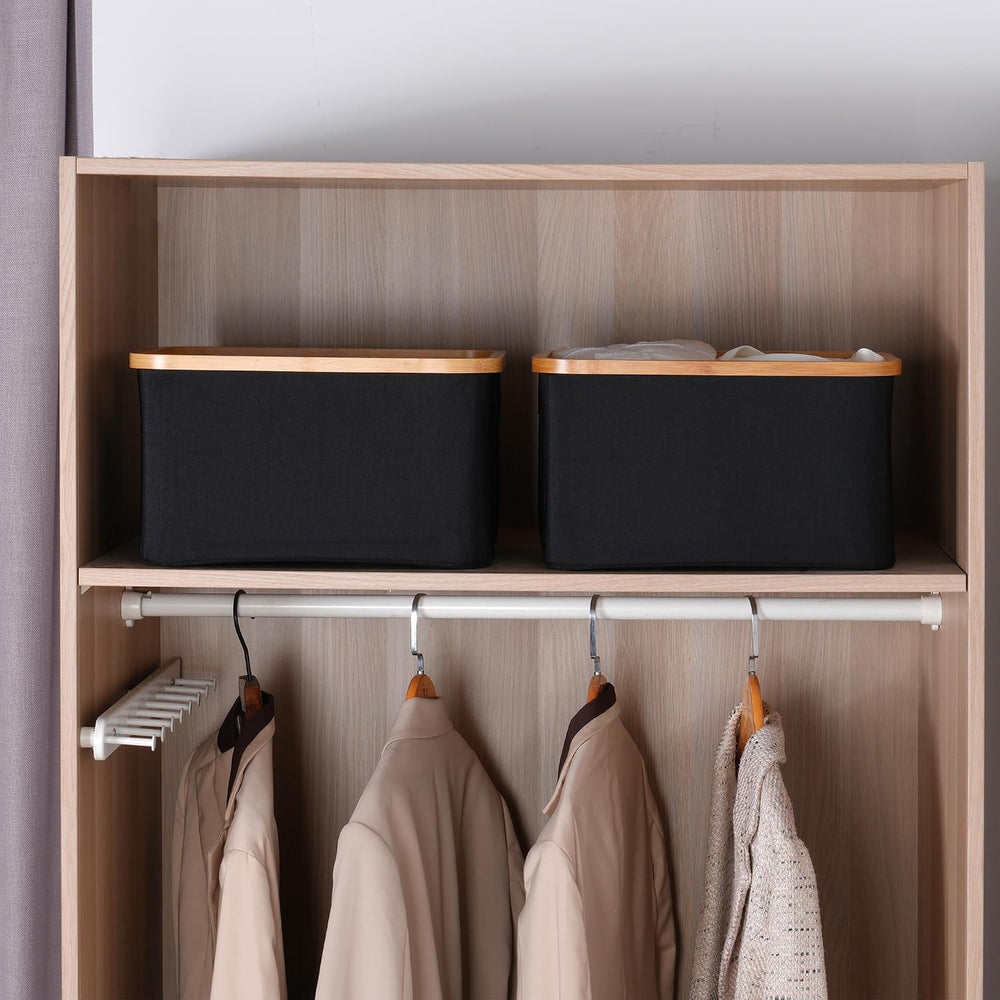 efluky Storage Baskets for Organizing, Fabric Storage Bins with Bamboo Handle...